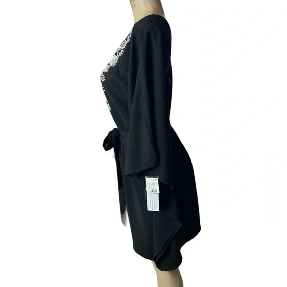 Aidan Mattox Embellished Black Midi Formal Dress or Short Kaftan in Size…​​ - Picture 4 of 16
